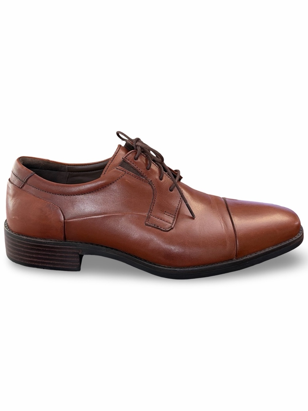 Johnston & Murphy Lancaster Toe Classic Brown Leather Lace-Up Dress Shoe Size 10